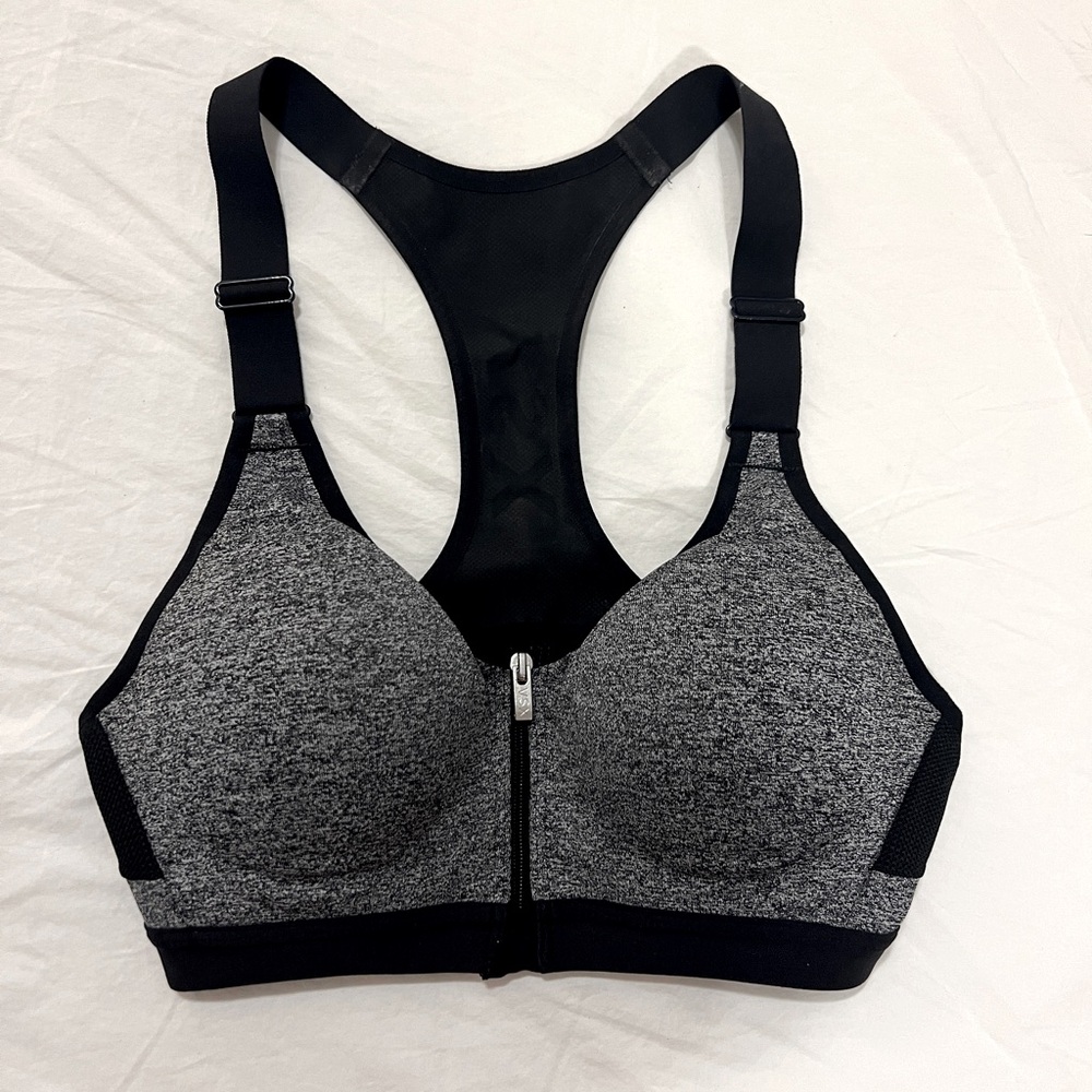 Victoria Secret 32B Vix sports bra zip up padded racerback activewear